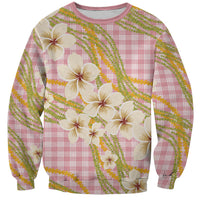 Akala Hamele Palaka Plumeria Sweatshirt Puakenikeni and Maile Lei LT9 Unisex Dusty Rose - Polynesian Pride