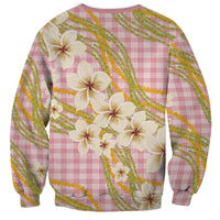 Akala Hamele Palaka Plumeria Sweatshirt Puakenikeni and Maile Lei LT9 - Polynesian Pride