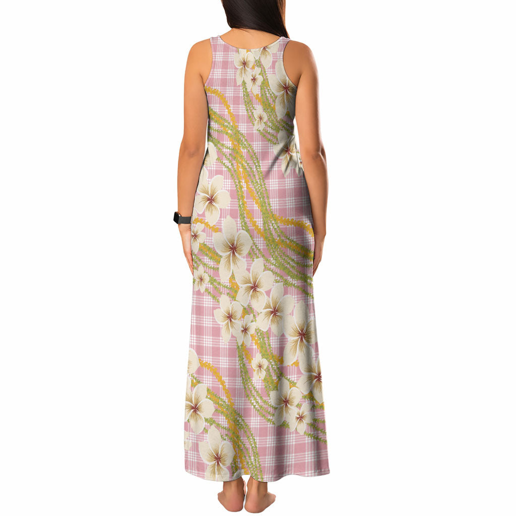 Akala Hamele Palaka Plumeria Tank Maxi Dress Puakenikeni and Maile Lei LT9 - Polynesian Pride