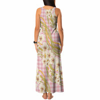 Akala Hamele Palaka Plumeria Tank Maxi Dress Puakenikeni and Maile Lei LT9 - Polynesian Pride