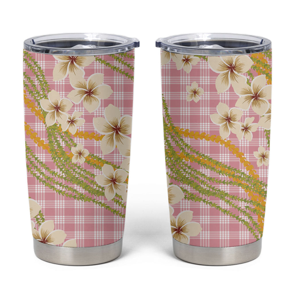 Akala Hamele Palaka Plumeria Tumbler Cup Puakenikeni and Maile Lei LT9 Dusty Rose - Polynesian Pride