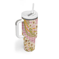 Akala Hamele Palaka Plumeria Tumbler With Handle Puakenikeni and Maile Lei LT9 - Polynesian Pride