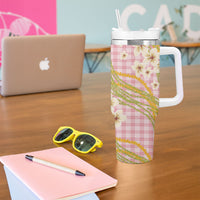 Akala Hamele Palaka Plumeria Tumbler With Handle Puakenikeni and Maile Lei LT9 - Polynesian Pride