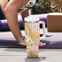 Akala Hamele Palaka Plumeria Tumbler With Handle Puakenikeni and Maile Lei LT9 - Polynesian Pride