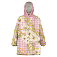 Akala Hamele Palaka Plumeria Wearable Blanket Hoodie Puakenikeni and Maile Lei LT9 One Size Dusty Rose - Polynesian Pride