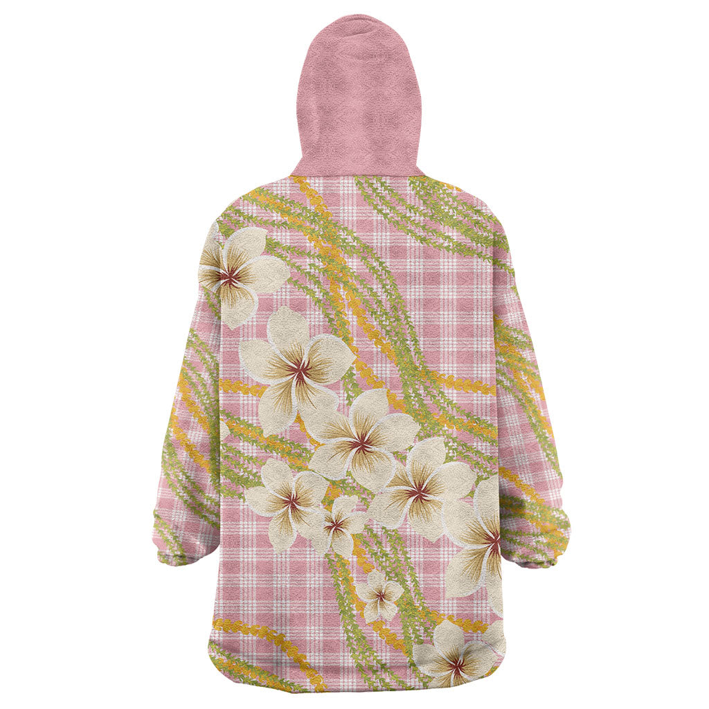 Akala Hamele Palaka Plumeria Wearable Blanket Hoodie Puakenikeni and Maile Lei LT9 - Polynesian Pride
