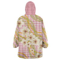 Akala Hamele Palaka Plumeria Wearable Blanket Hoodie Puakenikeni and Maile Lei LT9 - Polynesian Pride
