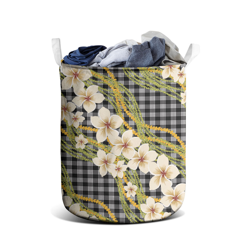 Ele'ele Hawai'i Palaka Plumeria Laundry Basket Puakenikeni and Maile Lei LT9 - Polynesian Pride