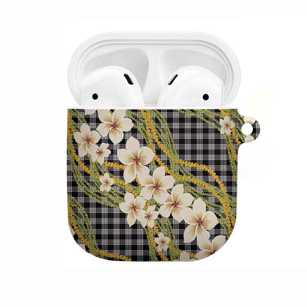 Ele'ele Hawai'i Palaka Plumeria AirPods Case Puakenikeni and Maile Lei LT9 Black - Polynesian Pride