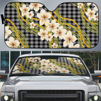 Ele'ele Hawai'i Palaka Plumeria Auto Sun Shade Puakenikeni and Maile Lei LT9 Black - Polynesian Pride