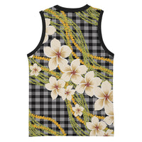 Ele'ele Hawai'i Palaka Plumeria Basketball Jersey Puakenikeni and Maile Lei LT9 - Polynesian Pride