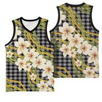 Ele'ele Hawai'i Palaka Plumeria Basketball Jersey Puakenikeni and Maile Lei LT9 - Polynesian Pride