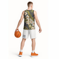 Ele'ele Hawai'i Palaka Plumeria Basketball Jersey Puakenikeni and Maile Lei LT9 - Polynesian Pride
