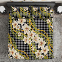 Ele'ele Hawai'i Palaka Plumeria Bedding Set Puakenikeni and Maile Lei LT9 Black - Polynesian Pride