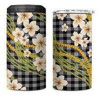 Ele'ele Hawai'i Palaka Plumeria 4 in 1 Can Cooler Tumbler Puakenikeni and Maile Lei LT9 One Size: 16 oz Black - Polynesian Pride