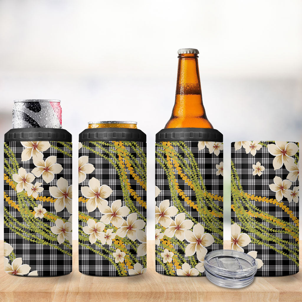 Ele'ele Hawai'i Palaka Plumeria 4 in 1 Can Cooler Tumbler Puakenikeni and Maile Lei LT9 - Polynesian Pride