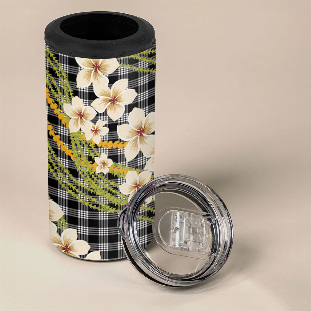 Ele'ele Hawai'i Palaka Plumeria 4 in 1 Can Cooler Tumbler Puakenikeni and Maile Lei LT9 - Polynesian Pride