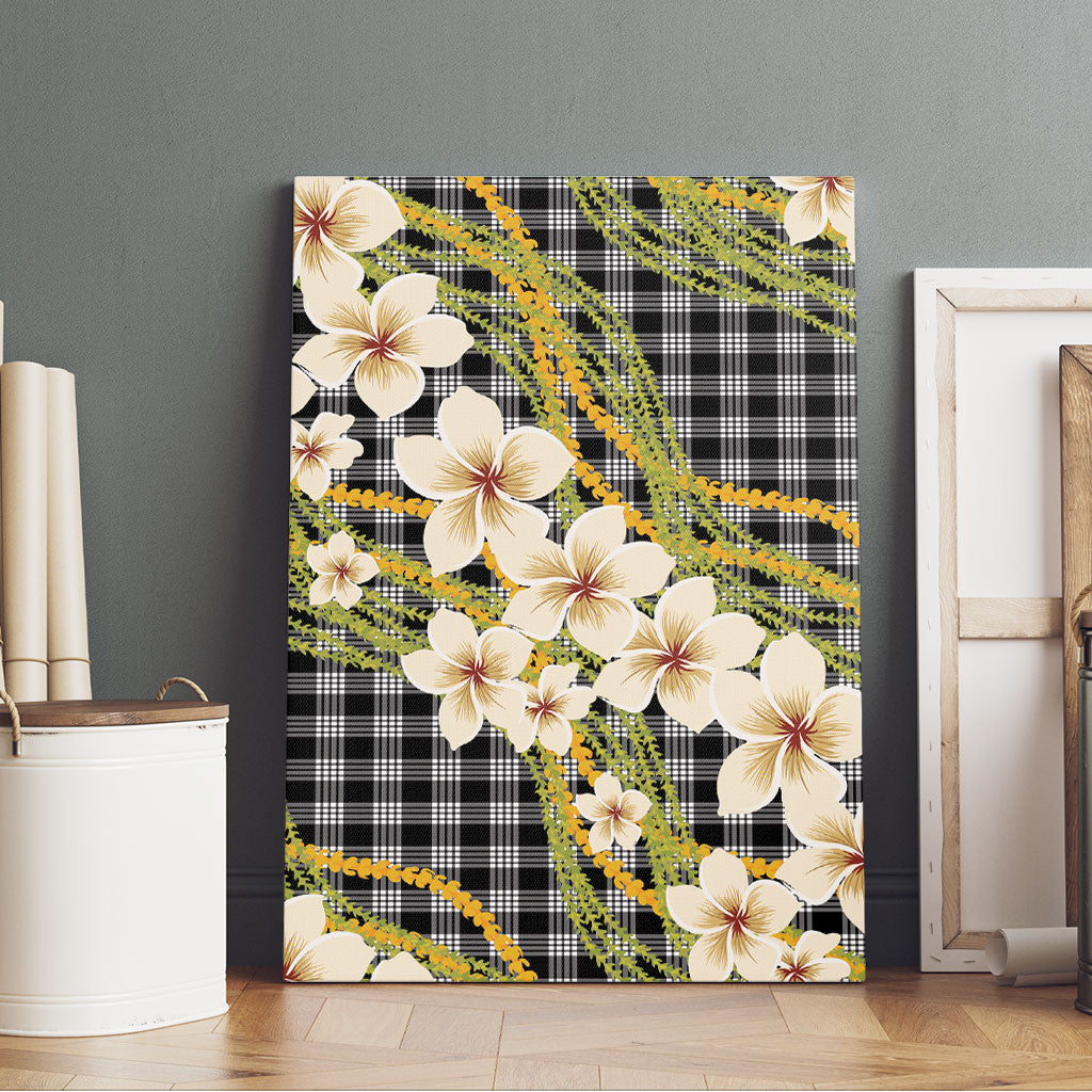 Ele'ele Hawai'i Palaka Plumeria Canvas Wall Art Puakenikeni and Maile Lei LT9 - Polynesian Pride