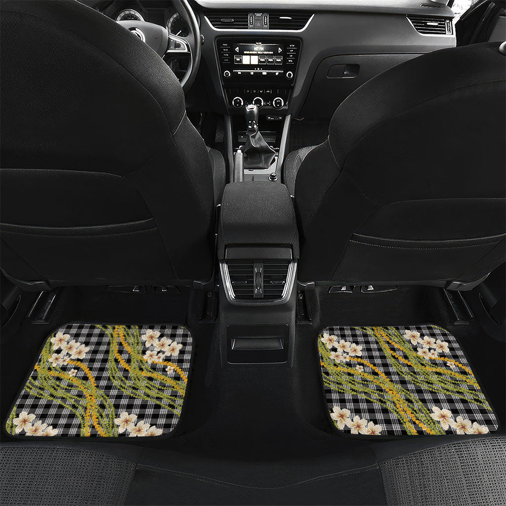 Ele'ele Hawai'i Palaka Plumeria Car Mats Puakenikeni and Maile Lei LT9 Set 2pcs - Back Black - Polynesian Pride