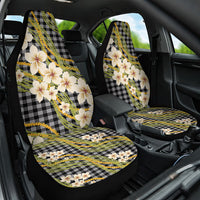Ele'ele Hawai'i Palaka Plumeria Car Seat Cover Puakenikeni and Maile Lei LT9 One Size Black - Polynesian Pride