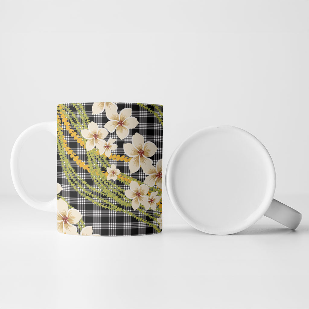 Ele'ele Hawai'i Palaka Plumeria Ceramic Mug Puakenikeni and Maile Lei LT9 - Polynesian Pride