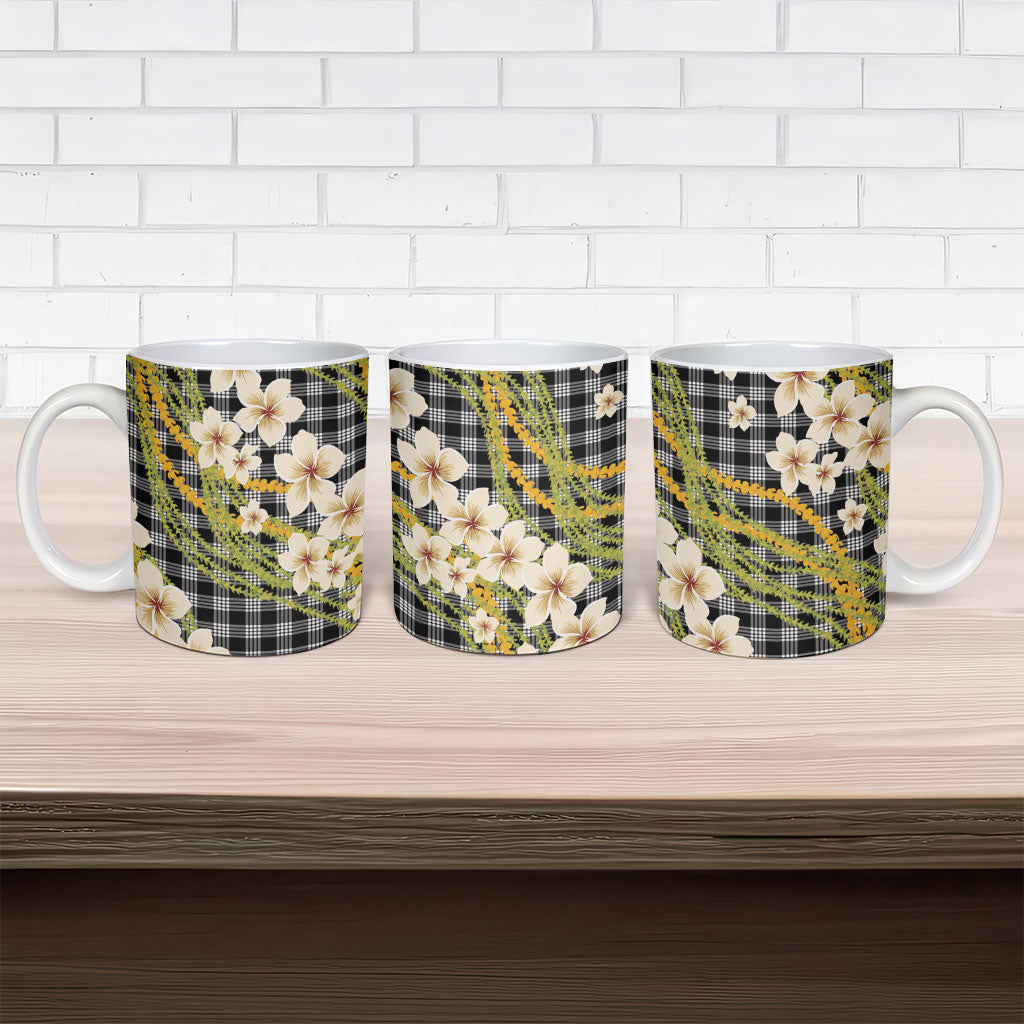 Ele'ele Hawai'i Palaka Plumeria Ceramic Mug Puakenikeni and Maile Lei LT9 - Polynesian Pride