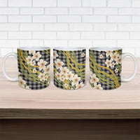 Ele'ele Hawai'i Palaka Plumeria Ceramic Mug Puakenikeni and Maile Lei LT9 - Polynesian Pride