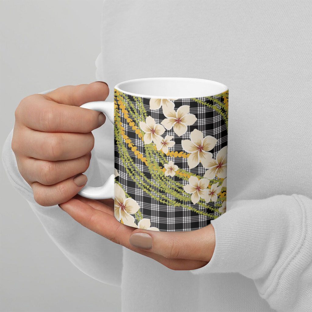 Ele'ele Hawai'i Palaka Plumeria Ceramic Mug Puakenikeni and Maile Lei LT9 - Polynesian Pride