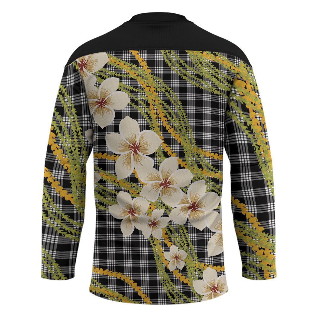 Ele'ele Hawai'i Palaka Plumeria Hockey Jersey Puakenikeni and Maile Lei LT9 - Polynesian Pride
