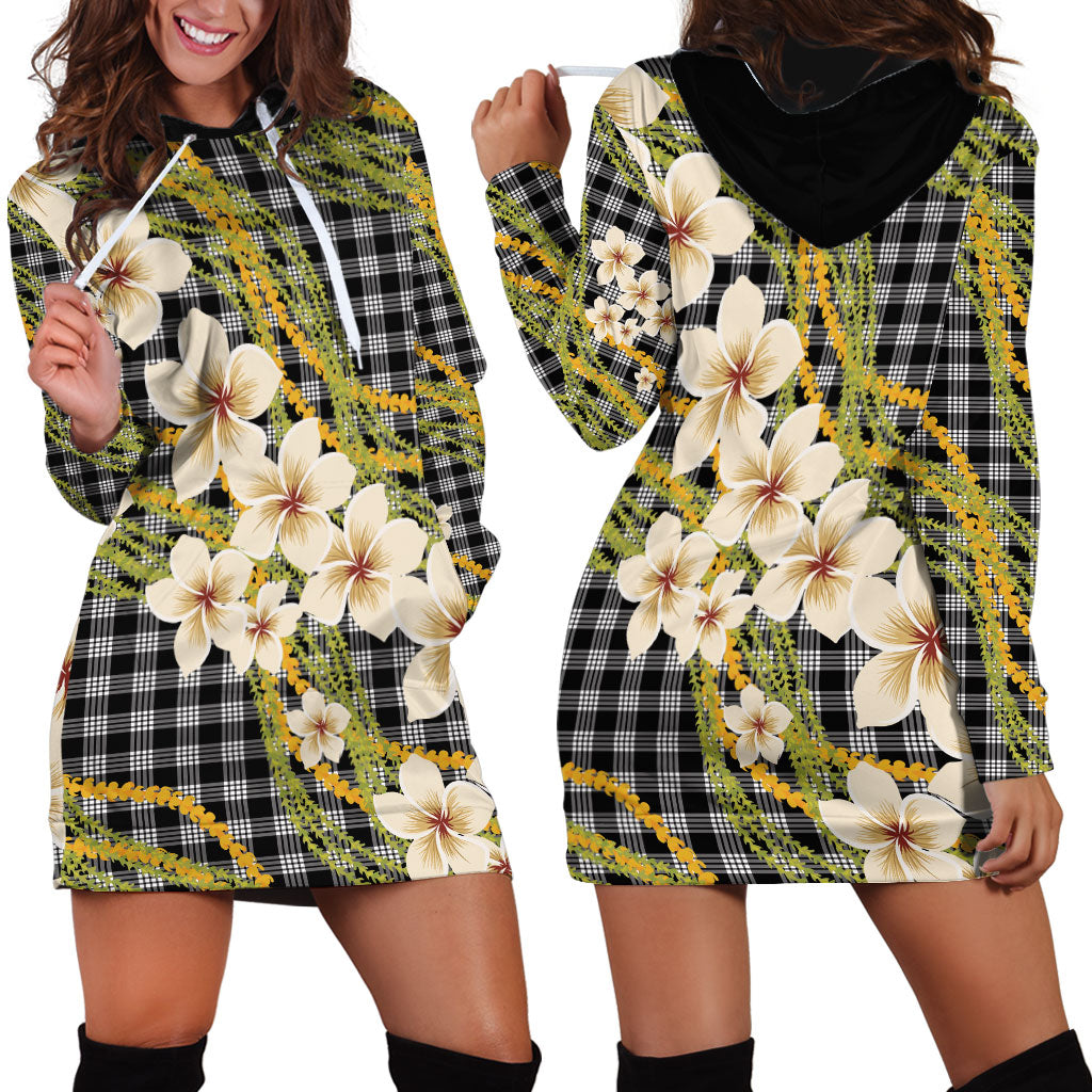 Ele'ele Hawai'i Palaka Plumeria Hoodie Dress Puakenikeni and Maile Lei LT9 - Polynesian Pride