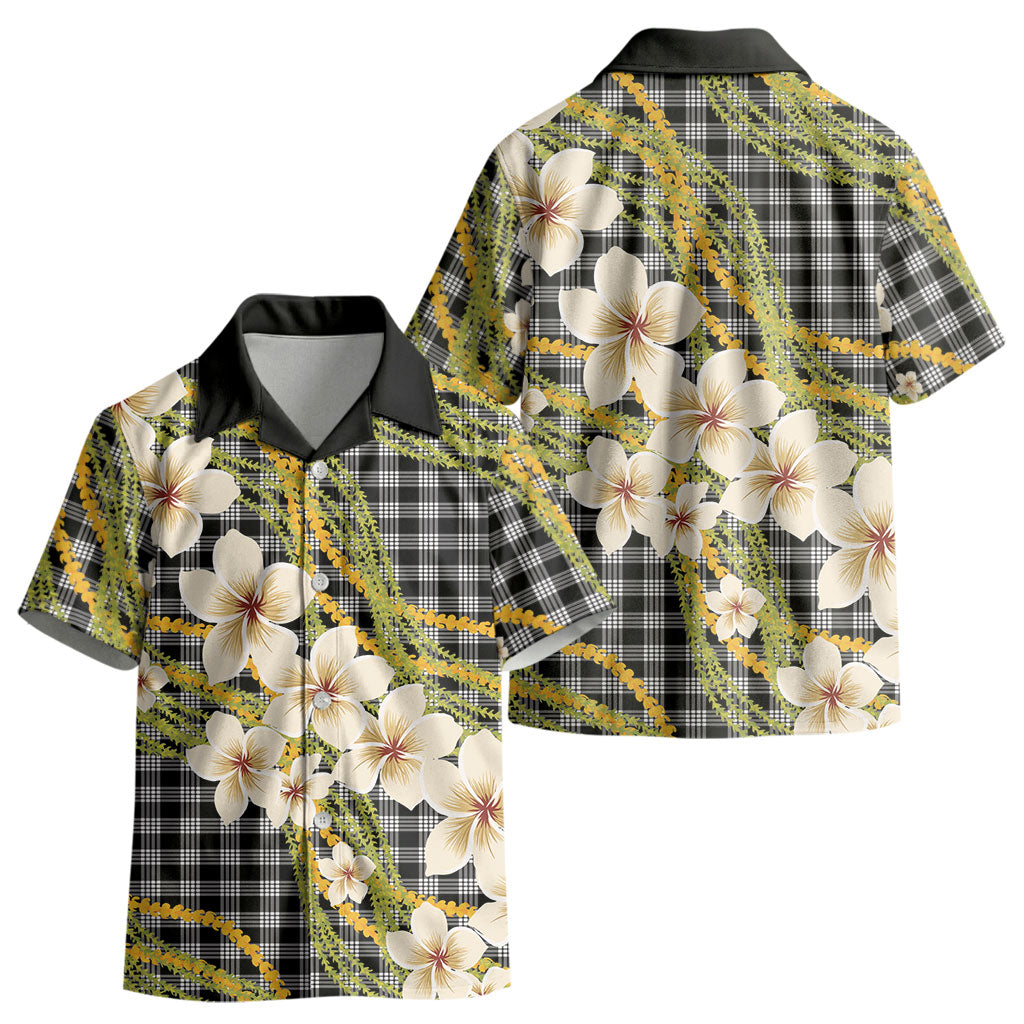 Ele'ele Hawai'i Palaka Plumeria Kid Hawaiian Shirt Puakenikeni and Maile Lei LT9 - Polynesian Pride