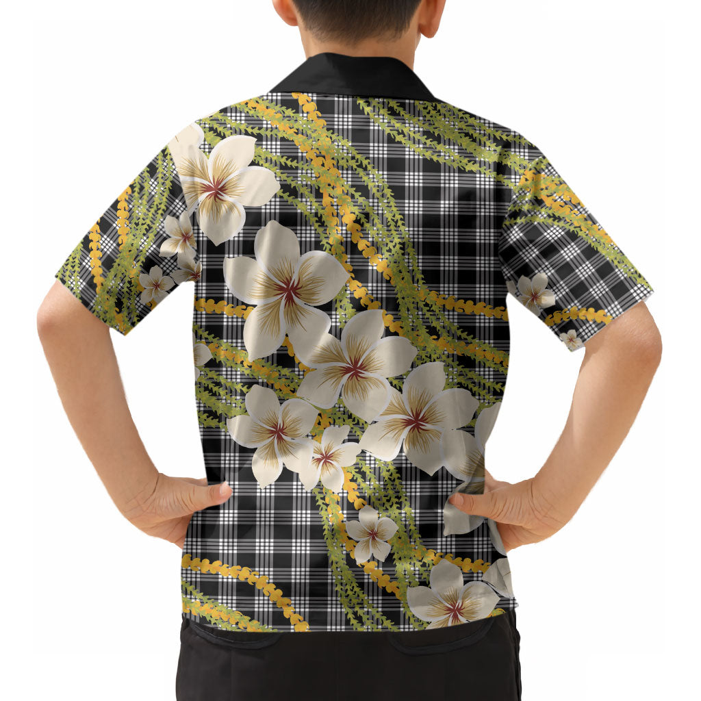 Ele'ele Hawai'i Palaka Plumeria Kid Hawaiian Shirt Puakenikeni and Maile Lei LT9 - Polynesian Pride