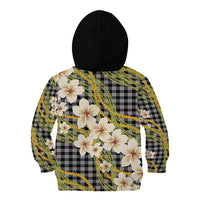 Ele'ele Hawai'i Palaka Plumeria Kid Hoodie Puakenikeni and Maile Lei LT9 - Polynesian Pride