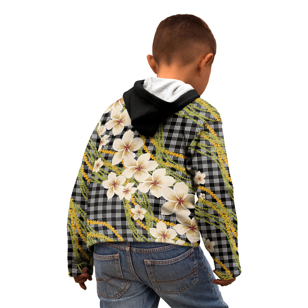 Ele'ele Hawai'i Palaka Plumeria Kid Hoodie Puakenikeni and Maile Lei LT9 - Polynesian Pride