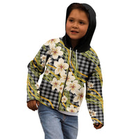Ele'ele Hawai'i Palaka Plumeria Kid Hoodie Puakenikeni and Maile Lei LT9 - Polynesian Pride