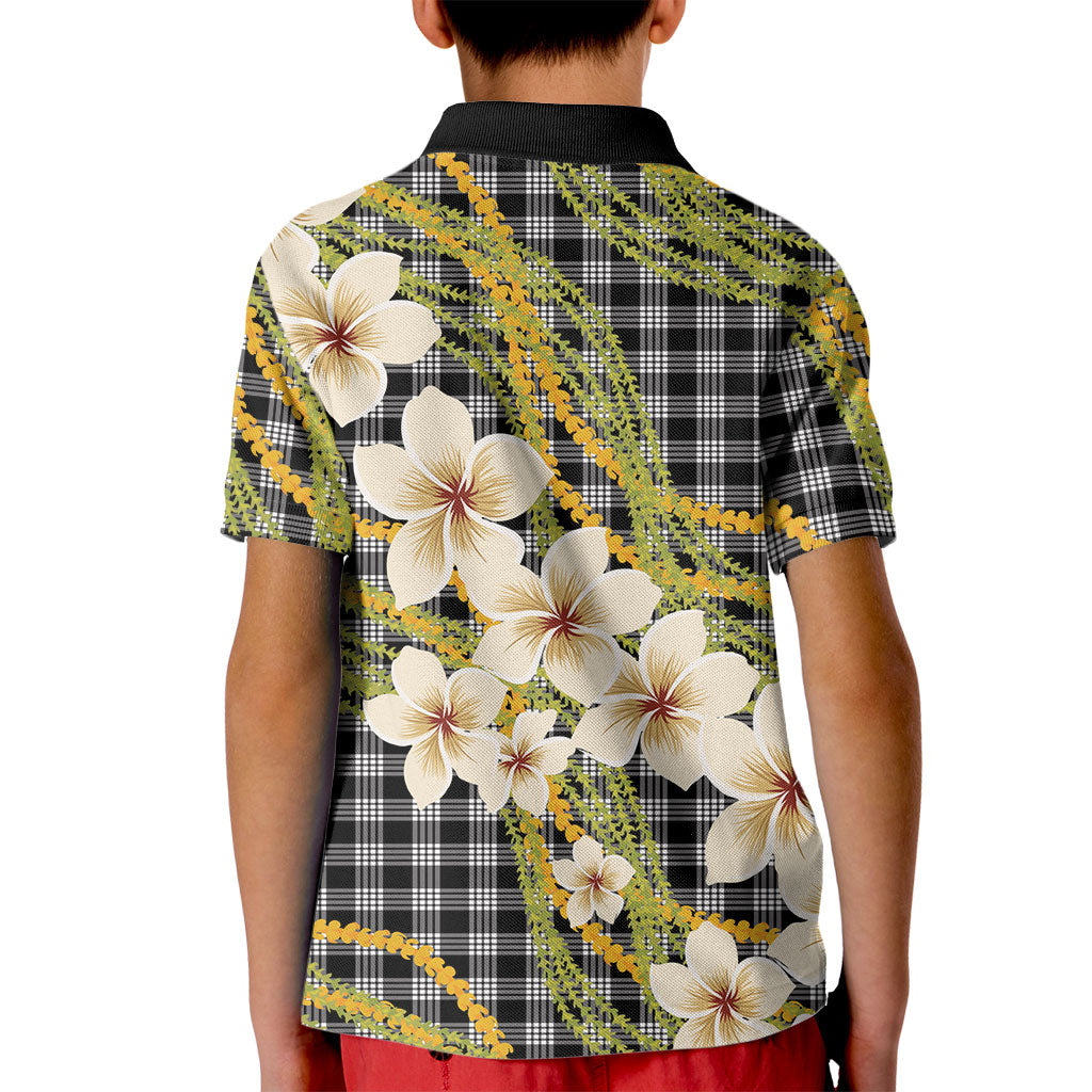Ele'ele Hawai'i Palaka Plumeria Kid Polo Shirt Puakenikeni and Maile Lei LT9 - Polynesian Pride