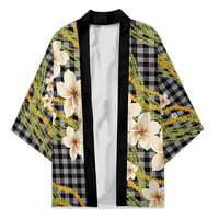 Ele'ele Hawai'i Palaka Plumeria Kimono Puakenikeni and Maile Lei LT9 Unisex Black - Polynesian Pride