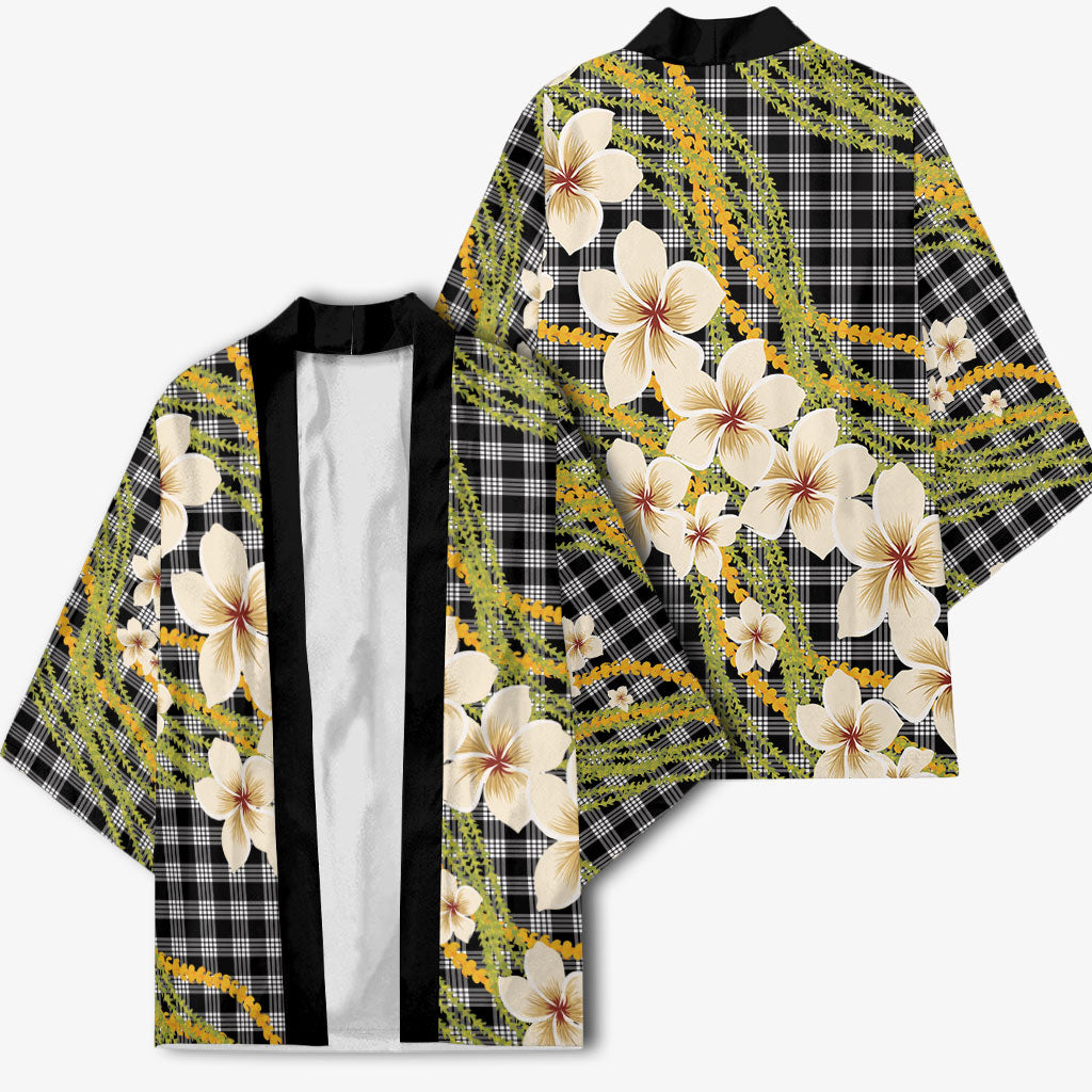 Ele'ele Hawai'i Palaka Plumeria Kimono Puakenikeni and Maile Lei LT9 - Polynesian Pride