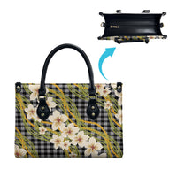 Ele'ele Hawai'i Palaka Plumeria Leather Bag Puakenikeni and Maile Lei LT9 - Polynesian Pride