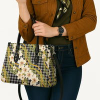 Ele'ele Hawai'i Palaka Plumeria Leather Bag Puakenikeni and Maile Lei LT9 - Polynesian Pride