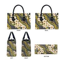 Ele'ele Hawai'i Palaka Plumeria Leather Bag Puakenikeni and Maile Lei LT9 - Polynesian Pride