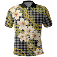 Ele'ele Hawai'i Palaka Plumeria Polo Shirt Puakenikeni and Maile Lei LT9 Black - Polynesian Pride