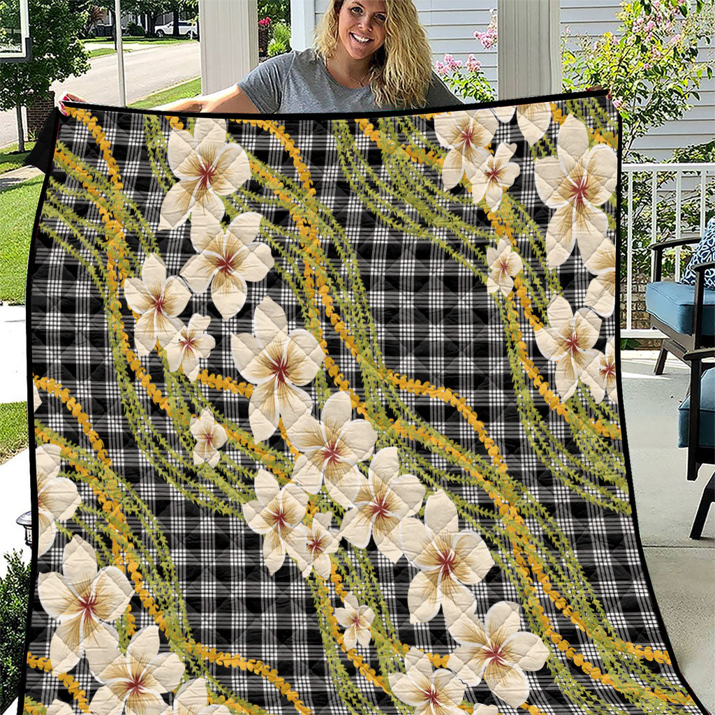 Ele'ele Hawai'i Palaka Plumeria Quilt Puakenikeni and Maile Lei LT9 Black - Polynesian Pride