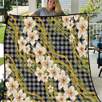 Ele'ele Hawai'i Palaka Plumeria Quilt Puakenikeni and Maile Lei LT9 Black - Polynesian Pride