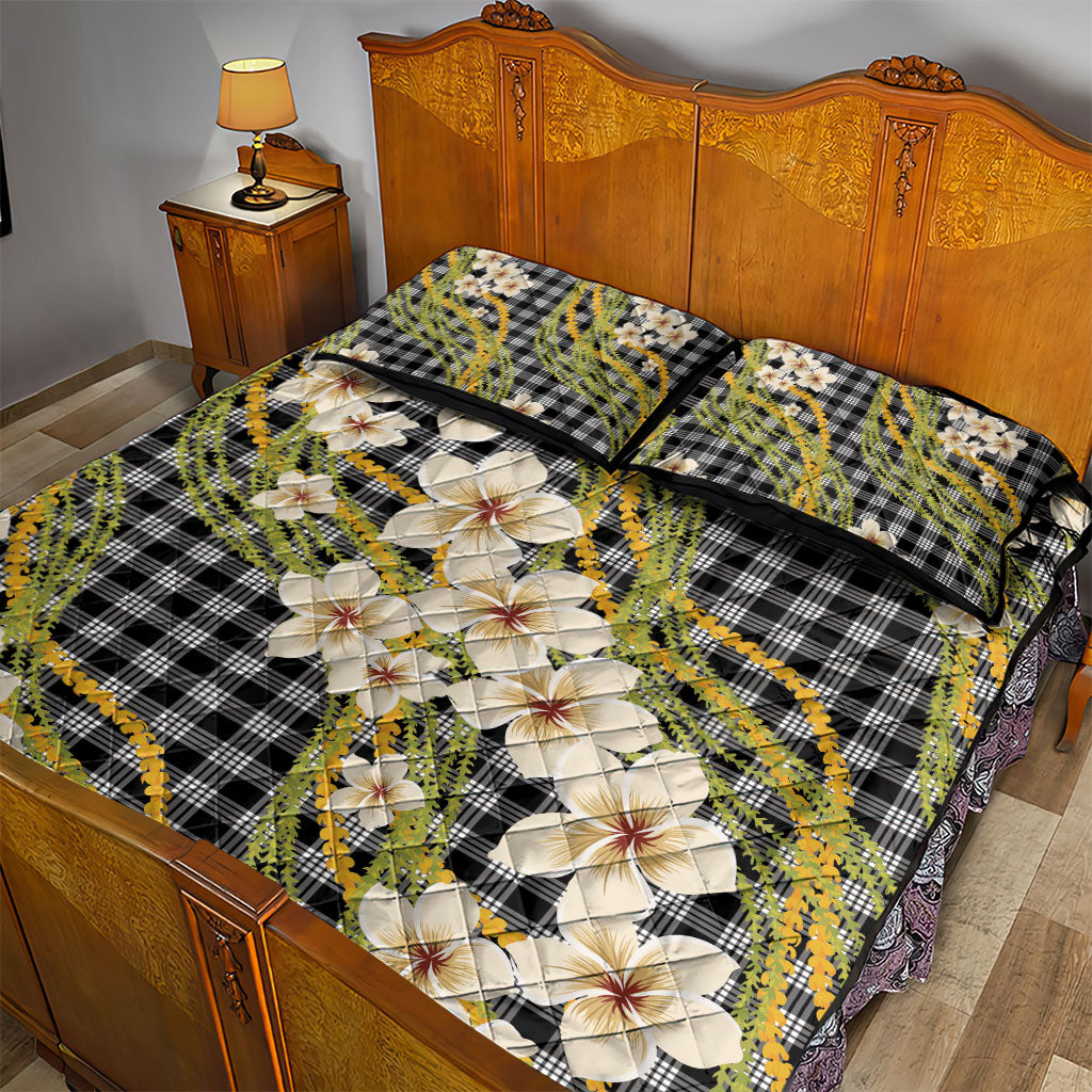 Ele'ele Hawai'i Palaka Plumeria Quilt Bed Set Puakenikeni and Maile Lei LT9 - Polynesian Pride