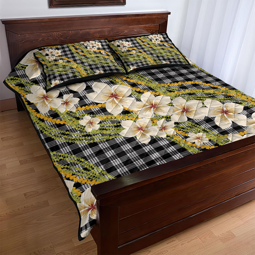 Ele'ele Hawai'i Palaka Plumeria Quilt Bed Set Puakenikeni and Maile Lei LT9 - Polynesian Pride