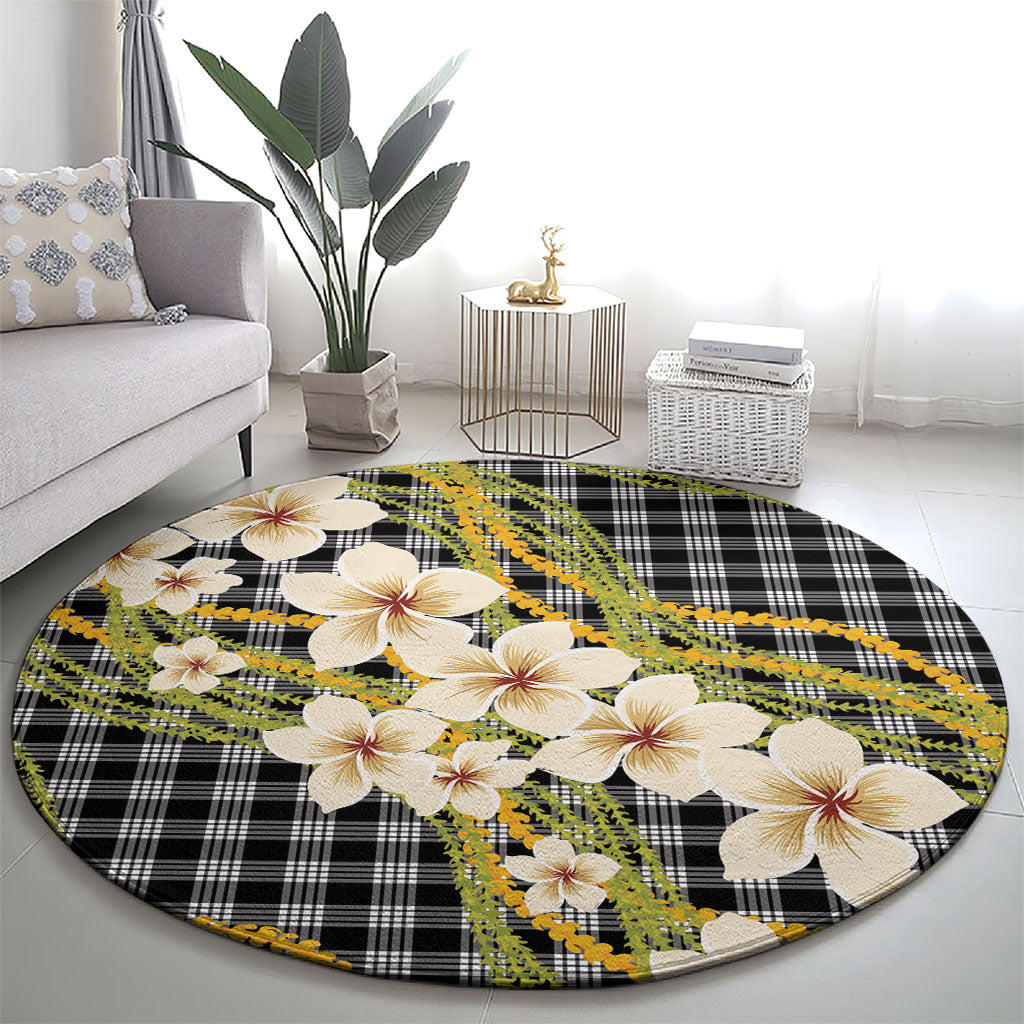 Ele'ele Hawai'i Palaka Plumeria Round Carpet Puakenikeni and Maile Lei LT9 - Polynesian Pride