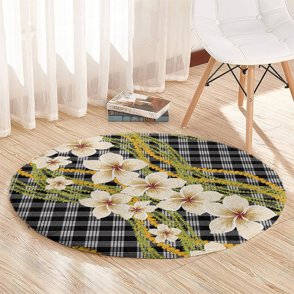 Ele'ele Hawai'i Palaka Plumeria Round Carpet Puakenikeni and Maile Lei LT9 - Polynesian Pride