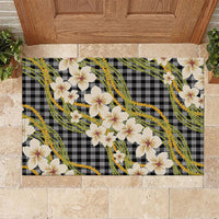 Ele'ele Hawai'i Palaka Plumeria Rubber Doormat Puakenikeni and Maile Lei LT9 Black - Polynesian Pride