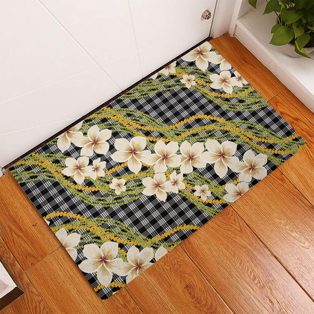 Ele'ele Hawai'i Palaka Plumeria Rubber Doormat Puakenikeni and Maile Lei LT9 - Polynesian Pride